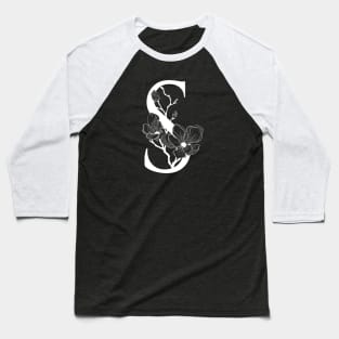 Letter S Monogram - Floral Initial Baseball T-Shirt